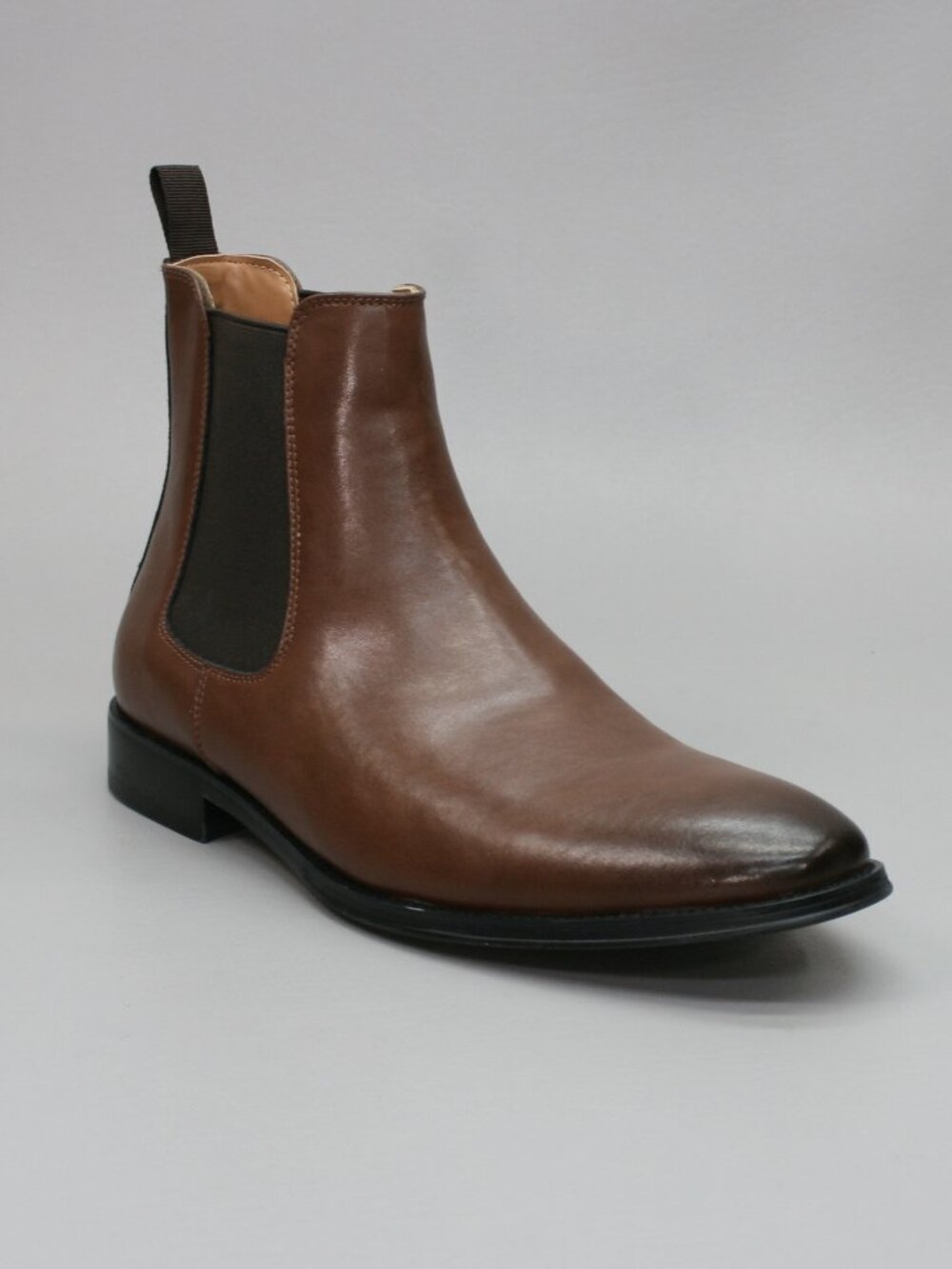 Steve Madden Mens 11.5 Aldair Brown Cognac Burnished Chelsea Pull-on Ankle Boots